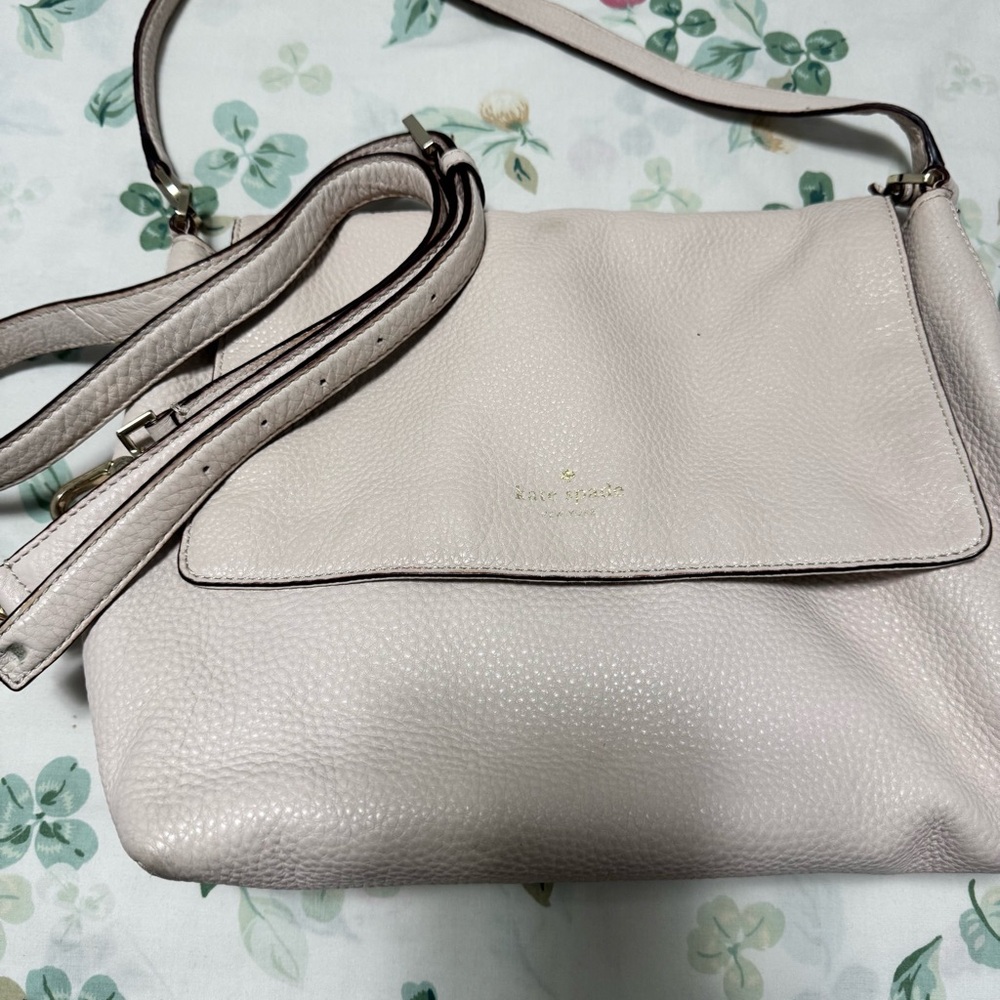kate spade Pebbled Leather Flap Crossbody in Light Blush